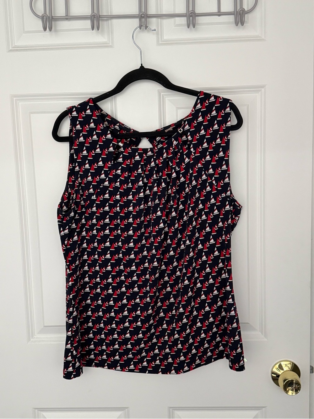 Tommy Hilfiger Navy Sailboat Print Sleeveless Top